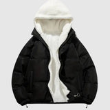 Padded Winter Jacket with Fleece Lining and Adjustable Hood for Men – Warm Cold Weather Coat with Spacious Pockets 0