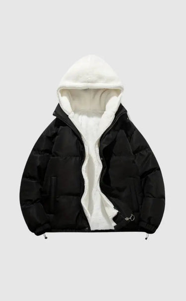 Padded Winter Jacket with Fleece Lining and Adjustable Hood for Men – Warm Cold Weather Coat with Spacious Pockets 0