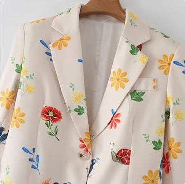 Pastoral Floral Blazer – Chic Casual Layer for Spring and Autumn 2