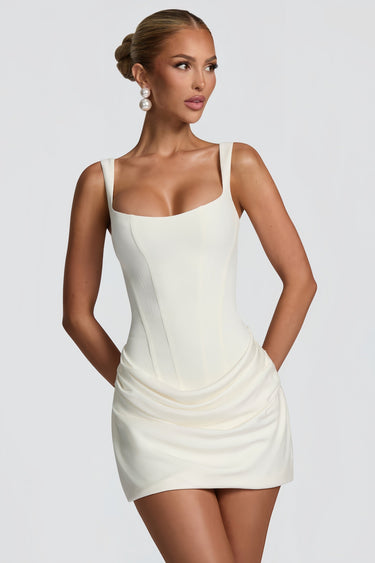 Paulette White Ruched Bodycon Mini Dress 3