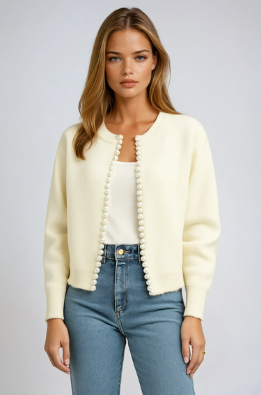Pearl Trim Cardigan – Zoe Sydney Pearl Trim Cardigan – Zoe Sydney