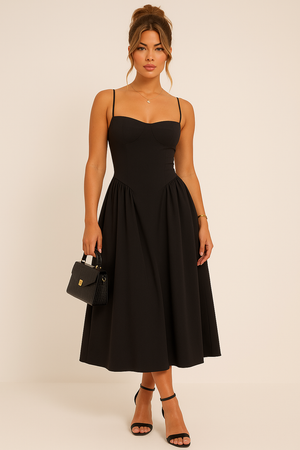 Pleated Skater Midaxi Dress 0