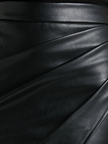 Pleated Split Leather Skirt 4