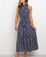 Polka Dot Halter Midi Sundress 0