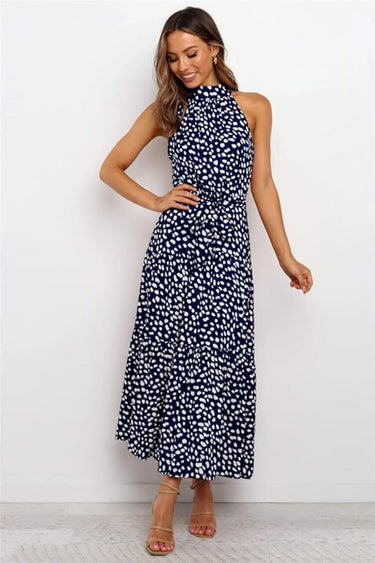 Polka Dot Halter Midi Sundress 1