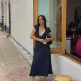 Polka Dot Midi Dress for Women – Lightweight Summer Dress with V-Neck and Short Sleeves, Casual Wear 1