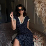 Polka Dot Midi Dress for Women – Lightweight Summer Dress with V-Neck and Short Sleeves, Casual Wear 2