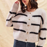 Polly | Women's Striped Button-Down Winter Cardigan 2
