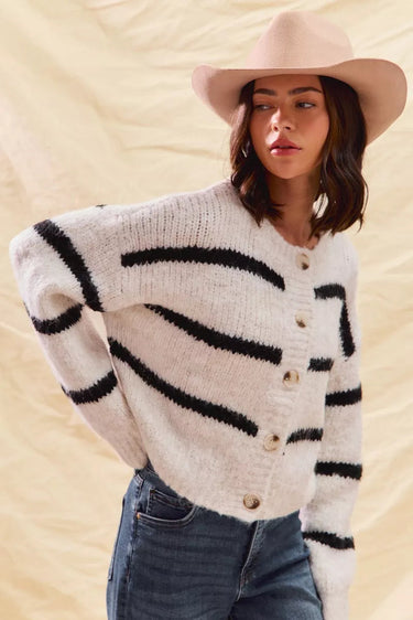 Polly | Women's Striped Button-Down Winter Cardigan 3