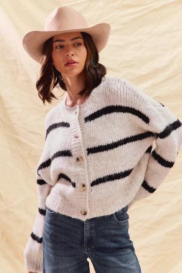 Polly | Women's Striped Button-Down Winter Cardigan 4