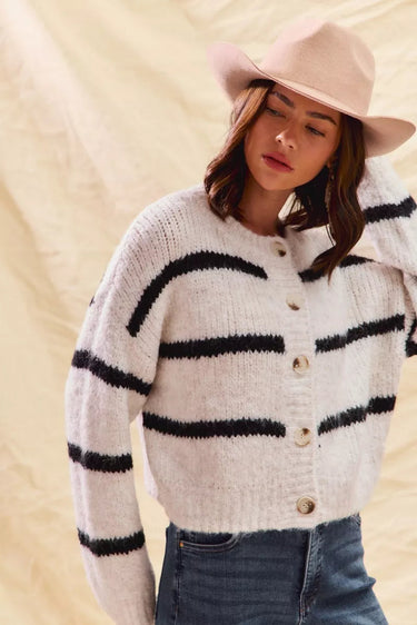 Polly | Women's Striped Button-Down Winter Cardigan 6