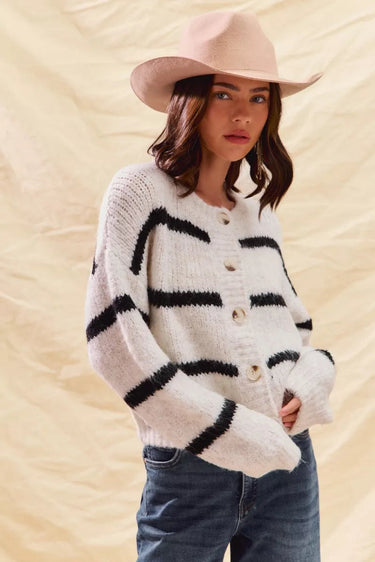 Polly | Women's Striped Button-Down Winter Cardigan 7