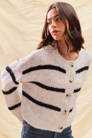Polly | Women's Striped Button-Down Winter Cardigan 8