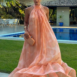 Printed Halter Neck Maxi Dress 0