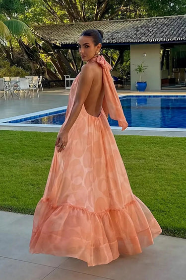 Printed Halter Neck Maxi Dress 1