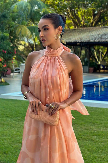 Printed Halter Neck Maxi Dress 2