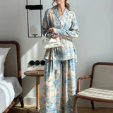 Printed Women's Co-Ord Set with Tie-Up Waist, Wide-Leg Trousers, and Lapel Collar - Versatile Two Piece Set for Day to Evening 2