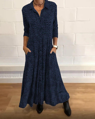 Relaxed Long Autumn Dress With V-Neck In Multiple Colours 1