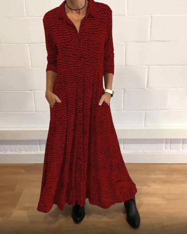 Relaxed Long Autumn Dress With V-Neck In Multiple Colours 2