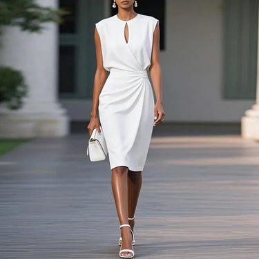 Retro Elegance White Dress – Flattering High Waist Summer Staple 6