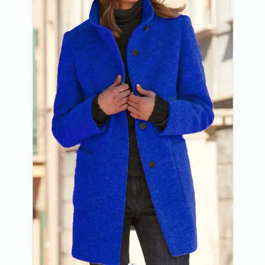 Retro Wool Coat Women – Stylish Stand Collar for Casual Chic 2
