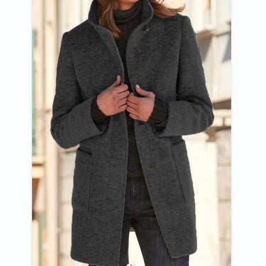 Retro Wool Coat Women – Stylish Stand Collar for Casual Chic 3
