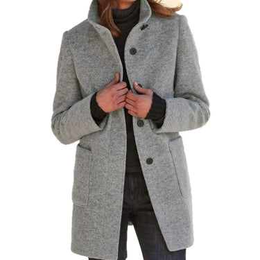 Retro Wool Coat Women – Stylish Stand Collar for Casual Chic 4