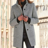 Retro Wool Coat Women – Stylish Stand Collar for Casual Chic 6