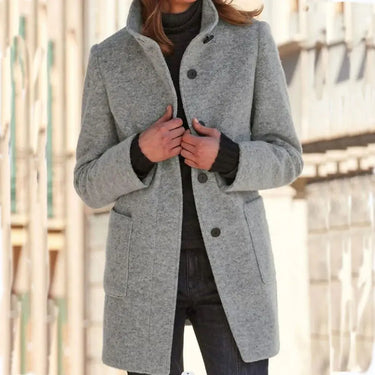 Retro Wool Coat Women – Stylish Stand Collar for Casual Chic 6