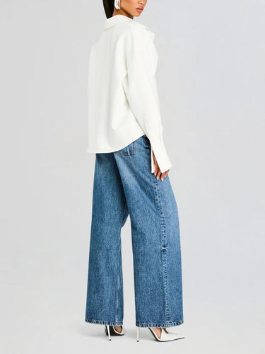 Rhia Crepe Draped Button Down Shirt 2