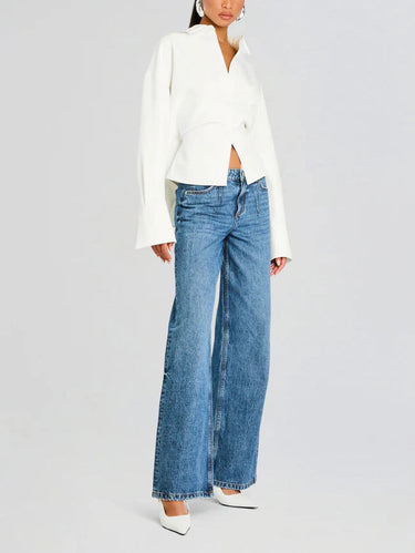 Rhia Crepe Draped Button Down Shirt 3