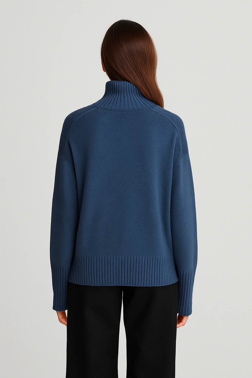 Ribbed Mock Neck Knit Sweater