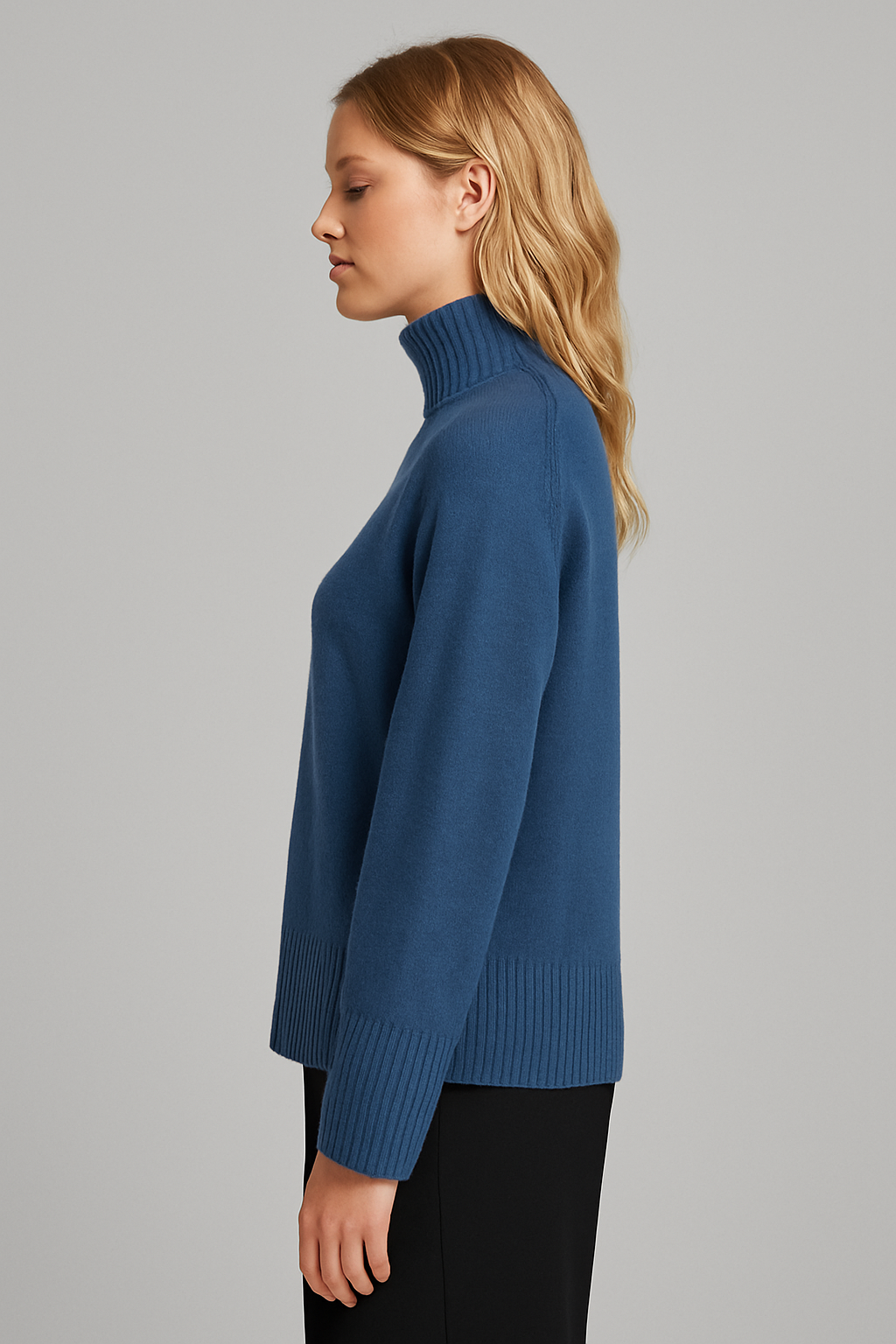 Ribbed Mock Neck Knit Sweater