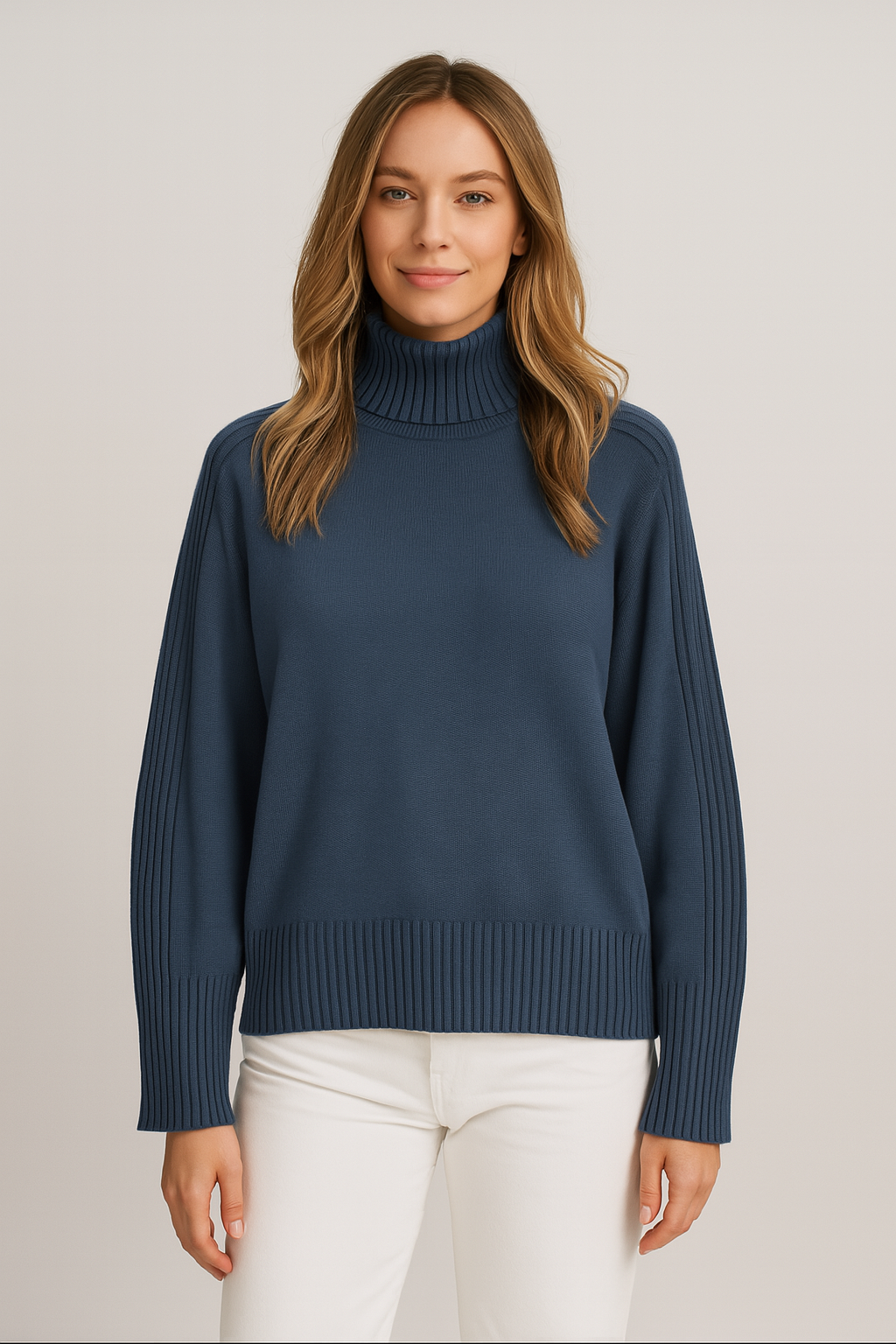 Ribbed Mock Neck Knit Sweater