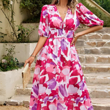 Roxanne | Elegant Floral Midi Dress with Puff Sleeves 10