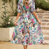 Roxanne | Elegant Floral Midi Dress with Puff Sleeves 2