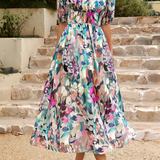 Roxanne | Elegant Floral Midi Dress with Puff Sleeves 3