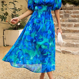 Roxanne | Elegant Floral Midi Dress with Puff Sleeves 8