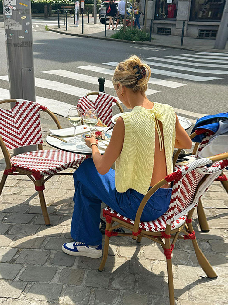 Butter Yellow Open-Back Knit Vest