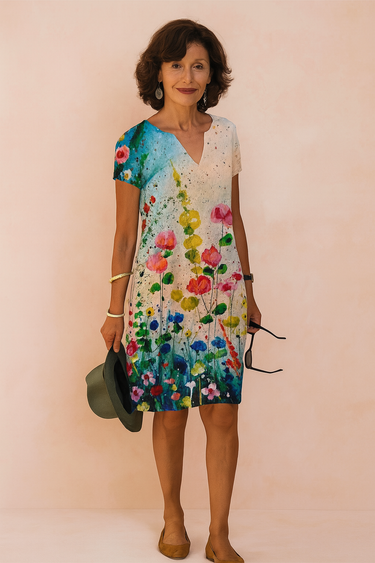 Sarah White Summer Dress – Classic V-Neck Design for Wedding Guests and Garden Events 1