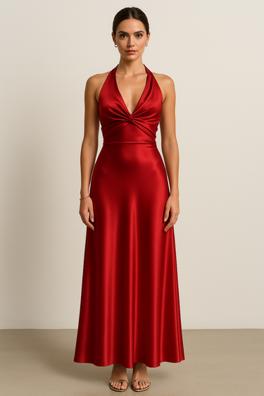 Satin Halter Maxi Gown 3