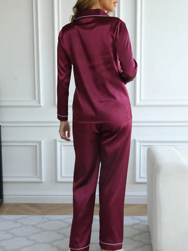 Satin Pajama Set | Long Sleeve | Buttoned | Lounge Set | Women's Sleepwear 2