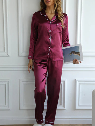 Satin Pajama Set | Long Sleeve | Buttoned | Lounge Set | Women's Sleepwear 5
