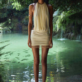 Sculptural Mini Dress with Adjustable Ties and Beaded Hem – Elegant Women's Summer Dress 1