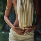 Sculptural Mini Dress with Adjustable Ties and Beaded Hem – Elegant Women's Summer Dress 5