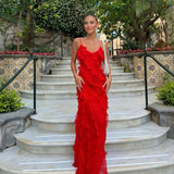 Semi-Sheer Ladder Ruffle Zippered Maxi Dress 3