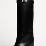 Shark Lock Knee-High Leather Boots 1