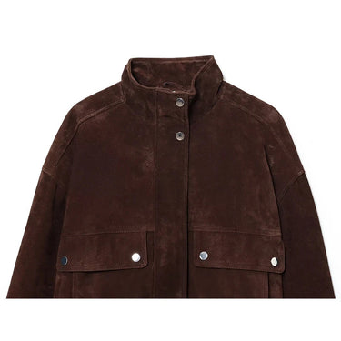 Short Jacket in Suede-Look with Stand Collar and Defined Waist 6