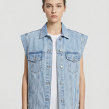 Sleeveless Denim Jacket with Classic Button Front 1