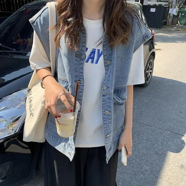 Sleeveless Denim Jacket with Relaxed Fit 2